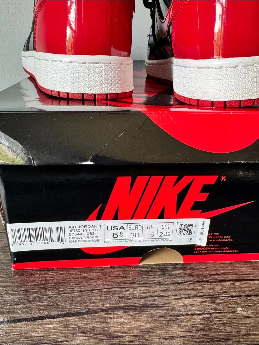 Nike Jordan 1s Red Toe with Box High-Top Sneakers - Black & Red